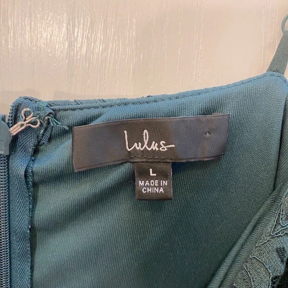 LULU'S Forest Green Spaghetti Strap Vneck Maxi Prom Dress Size Large - Picture 8 of 8